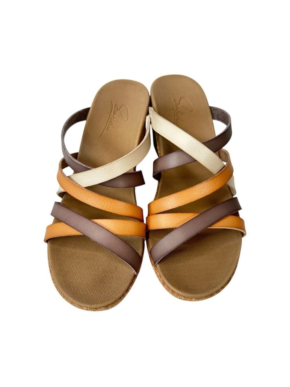 SoftMoc Hillary Multicolor Leather Cork Wedge Sandals Womens 9 Comfort